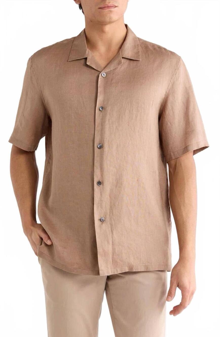NEW THEORY daze linen shirt in fossil